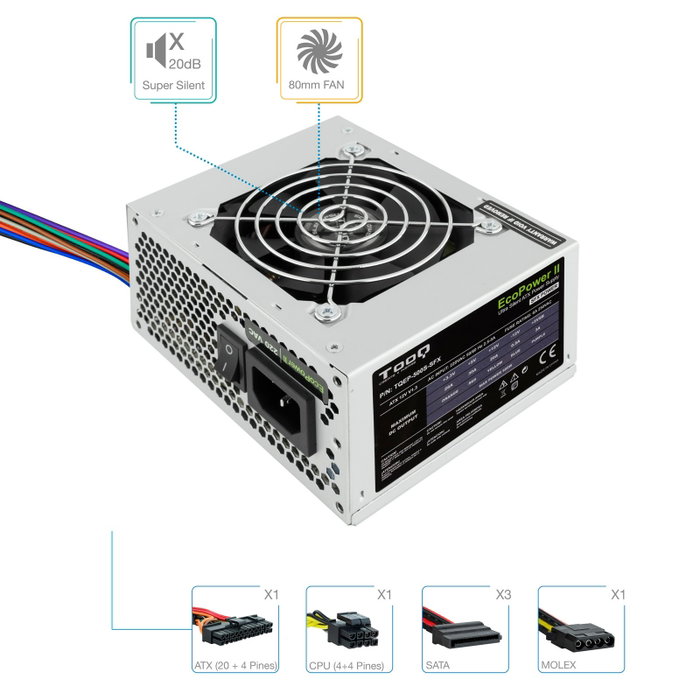 TOOQ Ecopower II 500W SFX Plata